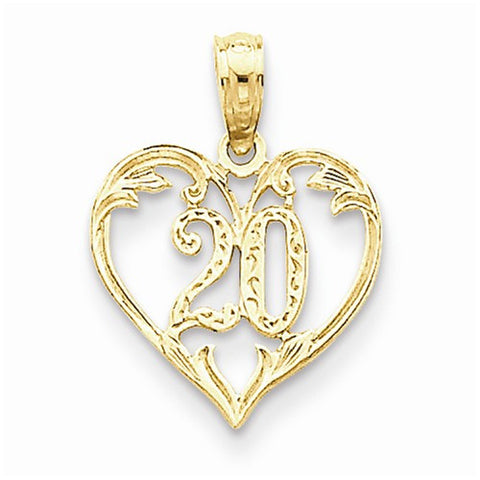 14k Gold 20 in Heart Cut-out Pendant, Pendants for Necklace