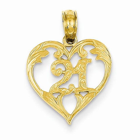 14k Gold 21 in Heart Cut-out Pendant, Pendants for Necklace