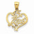 14k Gold Diamond Cut 15 Anos Heart Pendant, Pendants for Necklace