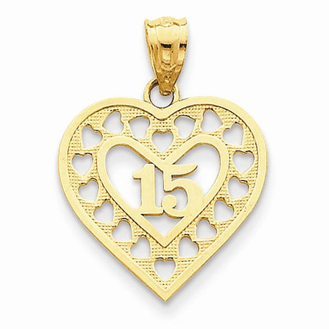 14k Gold 15 in Cut-out Heart Frame Pendant, Pendants for Necklace