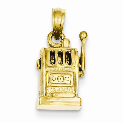 14k Gold 3-D Moveable Slot Machine Pendant, Pendants for Necklace