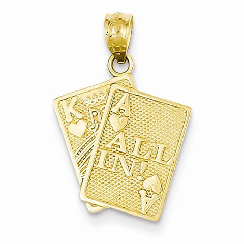 14k Gold Ace of Hearts & King of Hearts All In! Cards Pendant, Pendants for Necklace