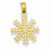 14k Gold 3-D Snowflake Pendant, Pendants for Necklace