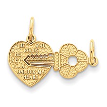 14k Gold Heart & Key Break Apart Charm hide-image