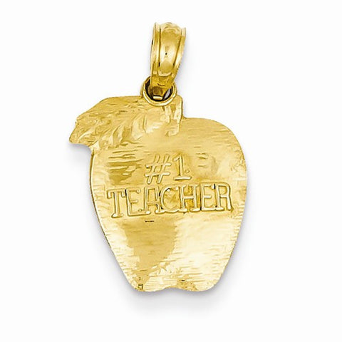 14k Gold #1 Teacher Apple pendant, Stylish Pendants for Necklace