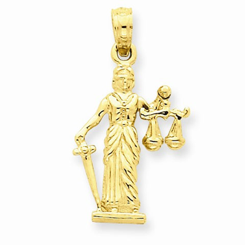 14k Gold 3-D Lady of Justice w/Moveable Scales Pendant, Pendants for Necklace