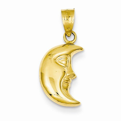 14k Gold 3-D Moon Pendant, Pendants for Necklace