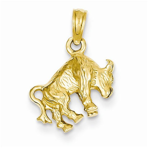 14k Gold 3-D Taurus Zodiac Pendant, Pendants for Necklace