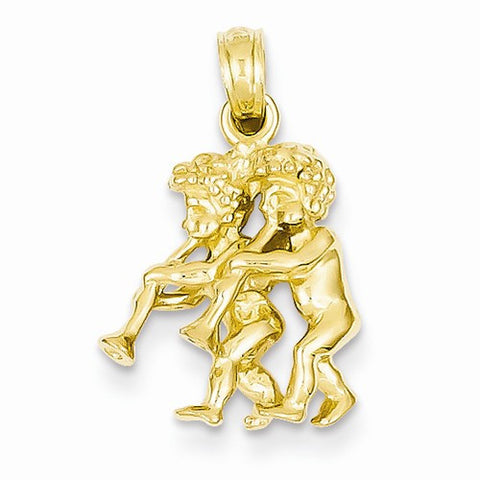 14k Gold 3-D Gemini Zodiac Pendant, Pendants for Necklace