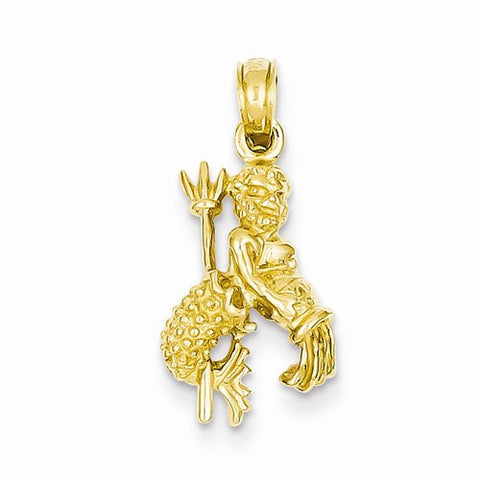 14k Gold 3-D Aquarius Zodiac Pendant, Pendants for Necklace