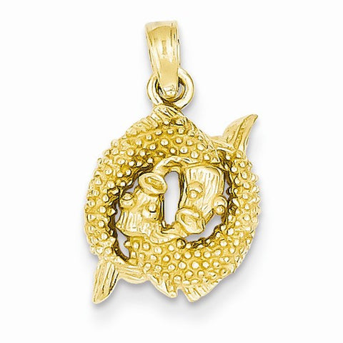 14k Gold 3-D Pisces Zodiac Pendant, Pendants for Necklace