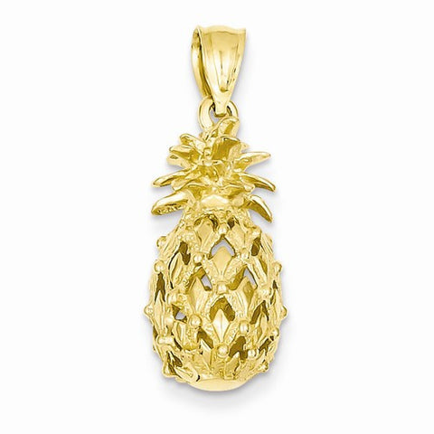 14k Gold 3-D Cut-Out Pineapple Pendant, Pendants for Necklace