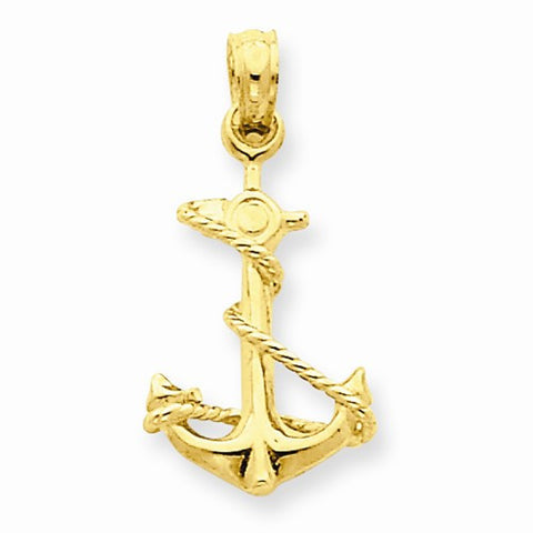 14k Gold 3-D Anchor with Rope pendant, Adorable Pendants for Necklace