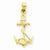 14k Gold 3-D Anchor w/Shackle and Entwined Rope Pendant, Pendants for Necklace