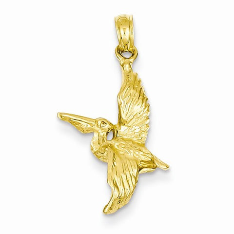 14k Gold 3-D Flying Pelican Pendant, Pendants for Necklace