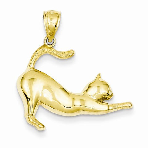 14k Gold Stretching Cat Pendant, Pendants for Necklace