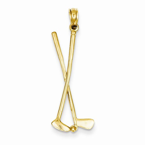 14k Gold 3-D Double Golf Clubs with Ball Pendant, Pendants for Necklace