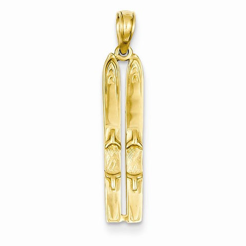 14k Gold 3-D Snow Skis Pendant, Pendants for Necklace