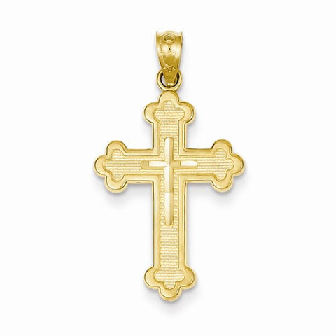 14k Gold Budded Cross Pendant, Charm