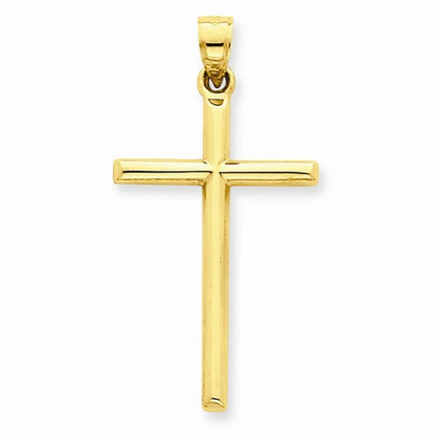 14k Gold Polished Hollow Cross pendant, Pretty Pendants for Necklace