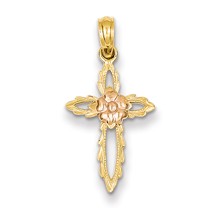 14k Gold w/Rhodium Passion Cross Charm hide-image