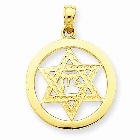 14k Gold Jewish Chi in Star of David Pendant, Pendants for Necklace