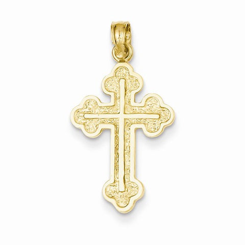 14k Gold Budded Cross Pendant, Charm