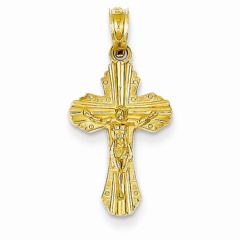 14k Gold 3-D Reversible God Loves Me Crucifix Pendant, Pendants for Necklace