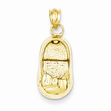 14k Gold Polished Baby Shoe Charm hide-image