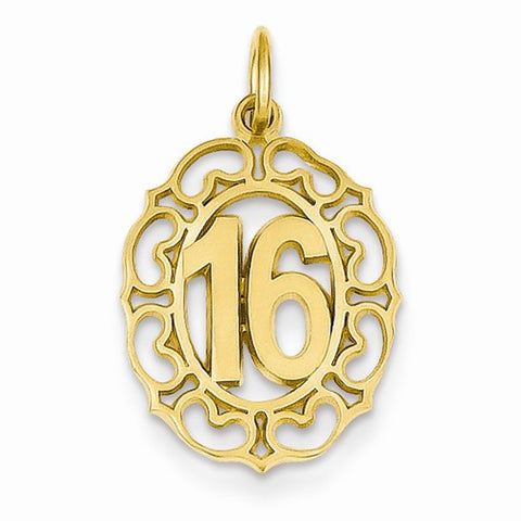 14k Gold #16 in Oval Circle Pendant, Pendants for Necklace