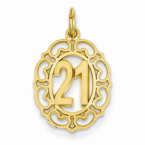 14k Gold #21 in Oval Pendant, Pendants for Necklace