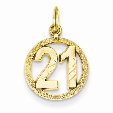 14k Gold #21 in A Circle Pendant, Pendants for Necklace