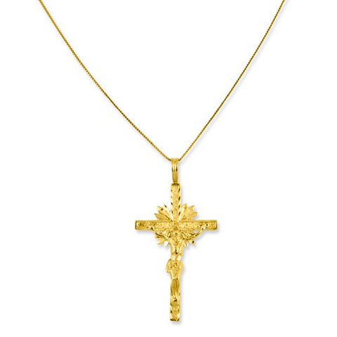 14K Yellow Gold Crucifix Charm