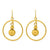 14k Yellow Gold PolishedSat Circle w/ball Dangle Earrings