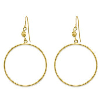 14k Yellow 26m Circle Drop Wire Earrings