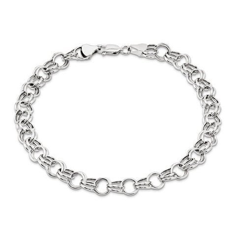 14K White Gold Double Link Charm