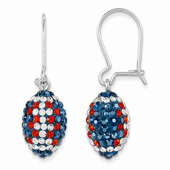 Sterling Silver Swarovski Elements Chicago Spirit Football Earrings