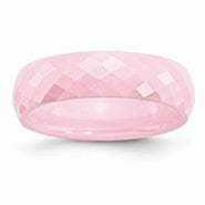 Ceramic Pink Faceted 6mm Polished Wedding Band