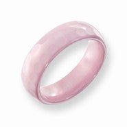 Ceramic Pink Faceted 6mm Polished Wedding Band