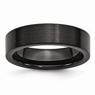 Black Ceramic Flat 6mm Brushed Wedding Band