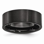 Black Ceramic Flat 8mm Brushed Wedding Band