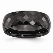 Ceramic Black Faceted 7.5mm Polished Wedding Band