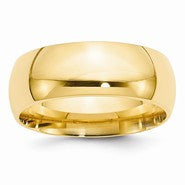 14k Yellow Gold 8mm Standard Comfort Fit Wedding Band