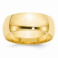 14k Yellow Gold 8mm Lightweight Comfort Fit Wedding Band