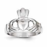 14k White Gold Polished Men's Claddagh Ring