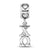 Chi Omega Vertical Letters Heart Charm Bead in Sterling Silver