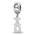 Chi Omega Vertical Letters Heart Charm Bead in Sterling Silver