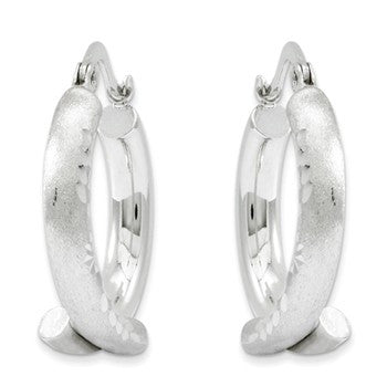 14k White Gold Overlaping PSDC Hoop Earrings