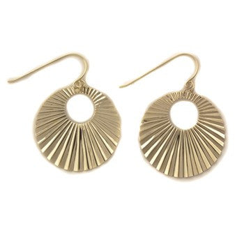 10K Yellow Gold Polished Ruffled Disc Earrings