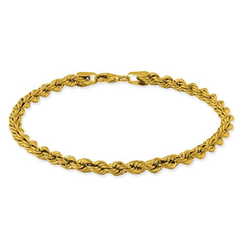 10K Yellow Gold Hollow Rope Bracelet